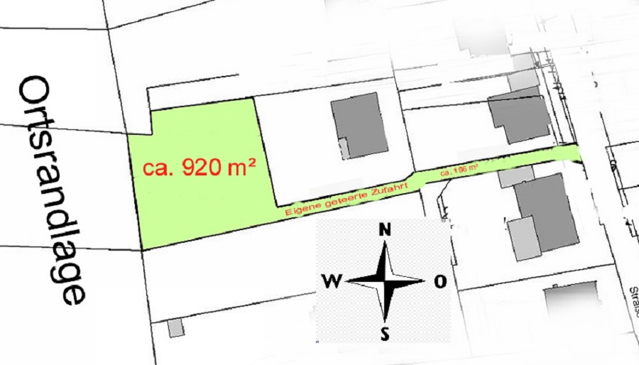Baugrundstück in Aussichtslage von Bonn Ippendorf kaufen GSI-948 Lageplan mit Nordpfeil