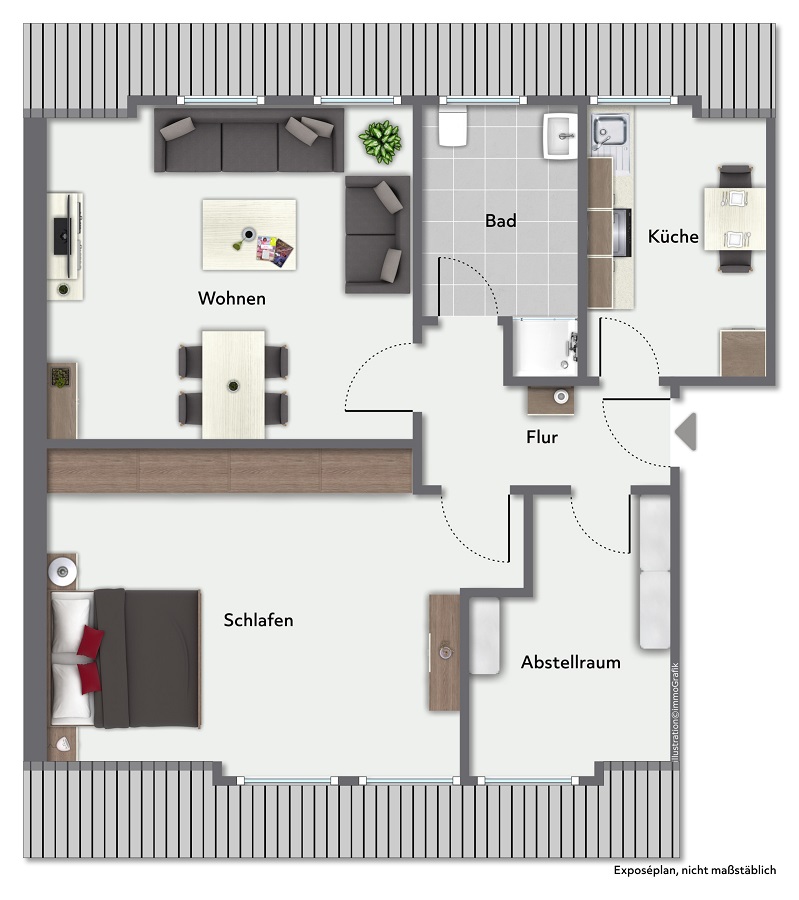 Renovierte 2-Zimmer Wohnung mieten Königswinter-Heisterbacherrott! VNH-490  immoGrafik DG